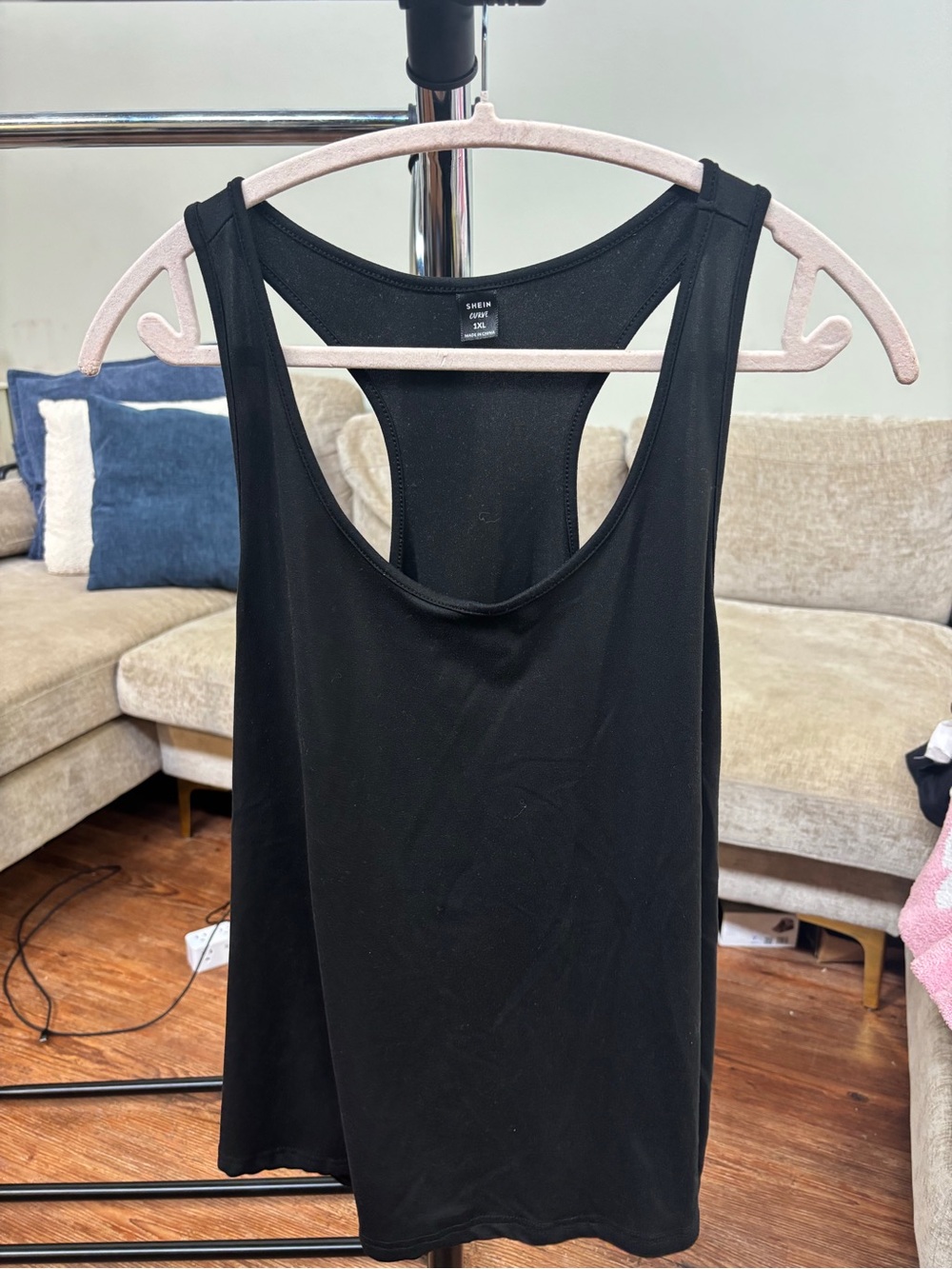 SHEIN Curve Women’s 1XL Black Racerback Tank Top Open Back Workout Athletic Top